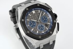 Royal Oak Offshore 26420 44mm SS Black Ceramic Bezel APF 1:1 Best Edition Gray/Blue Dial on Gray Rubber Strap A4401 - Image 3