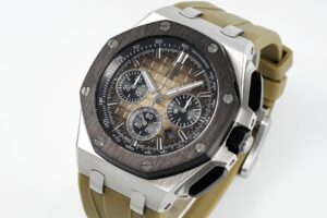 Royal Oak Offshore 26420 44mm SS Black Ceramic Bezel APF 1:1 Best Edition Brown Dial on Brown Rubber Strap A4401 - Image 4