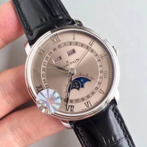 Villeret 6654 SS Complicated Function OMF 1:1 Best Edition Silver Dial on Black Leather Strap A6654 V3 - Image 6