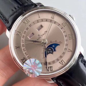 Villeret 6654 SS Complicated Function OMF 1:1 Best Edition Silver Dial on Black Leather Strap A6654 V3 - Image 3