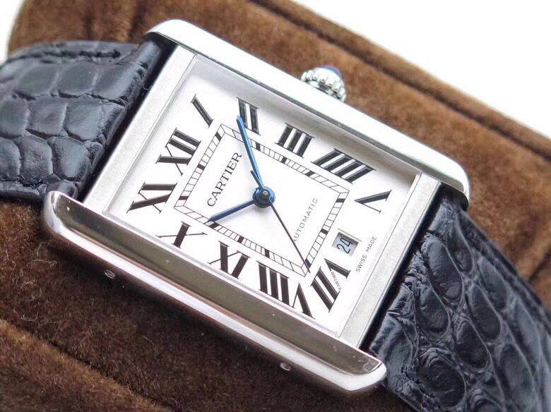 Tank Solo 41mm SS 1:1 Best Edition White Dial on Blue Leather Strap MIYOTA 9015 – Image 9