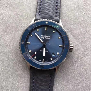 Fifty Fathoms Bathyscaphe Black Ceramic ZF 1:1 Best Edition Blue Dial on Blue Sail-Canvas Strap A1315 - Image 6