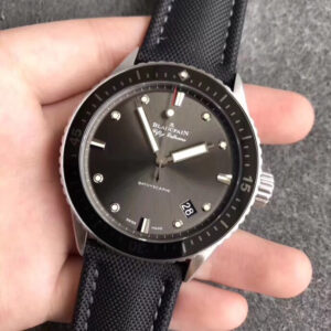 Fifty Fathoms Bathyscaphe 43mm SS ZF 1:1 Best Edition Black Dial on Sail-canvas Strap A1315 V2 - Image 5