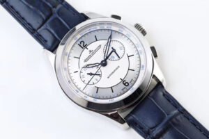 Jaeger-LeCoultre Mastr Chronograph series 40mm 1:1 Best Edition White Dial on Blue Leather Strap - Image 2