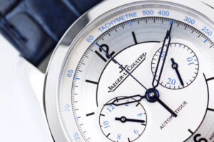 Jaeger-LeCoultre Mastr Chronograph series 40mm 1:1 Best Edition White Dial on Blue Leather Strap - Image 6