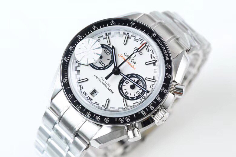 Speedmaster Moonwatch OMF 1:1 Best Edition White Dial Black Hand on SS Bracelet A9900 – Image 3