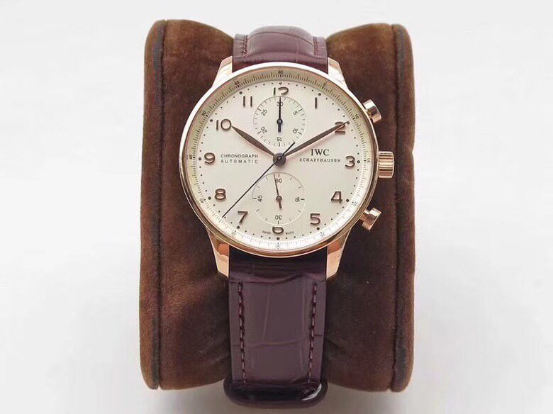Portuguese IW371604 ZF V3 1:1 Best Edition SS White Dial RG Markers on Brown Leather Strap A96355