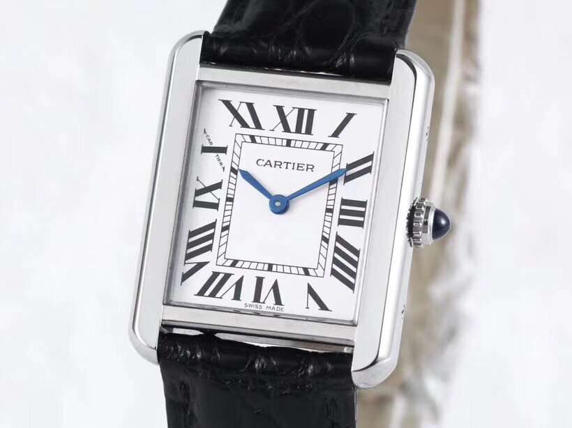 Tank Solo Ladies 28mm SS AF 1:1 Best Edition White Dial on Black Leather Strap Ronda Quartz – Image 2