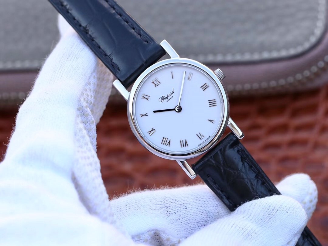 CLASSIC 26.5mm SS Best Edition White Dial on Black Leather Strap – Image 3