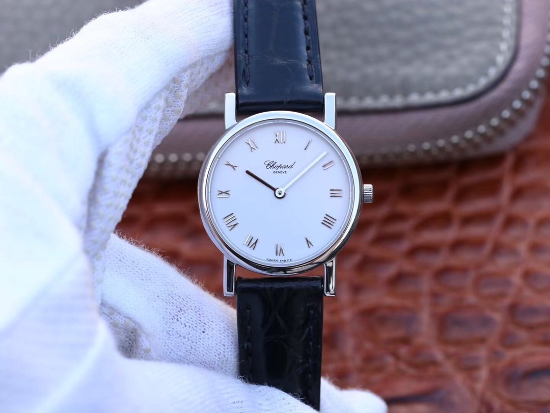 CLASSIC 26.5mm SS Best Edition White Dial on Black Leather Strap