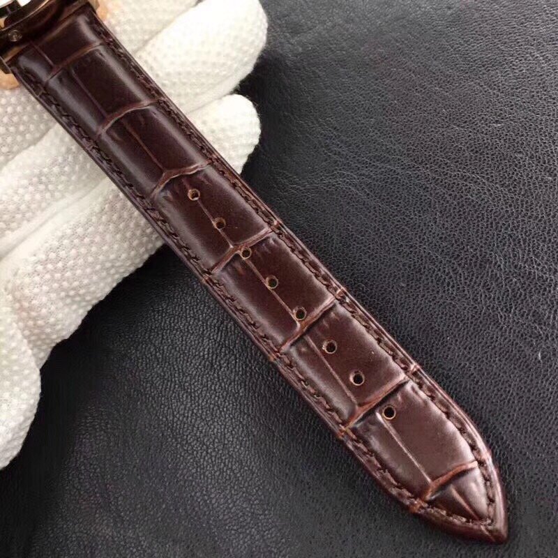 Fiftysix Complete Calendar RG 40mm 1:1 Best Edition Black Dial on Brown Leather Strap A2460 – Image 6