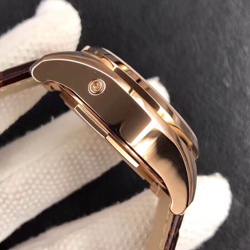 Fiftysix Complete Calendar RG 40mm 1:1 Best Edition Black Dial on Brown Leather Strap A2460 – Image 8