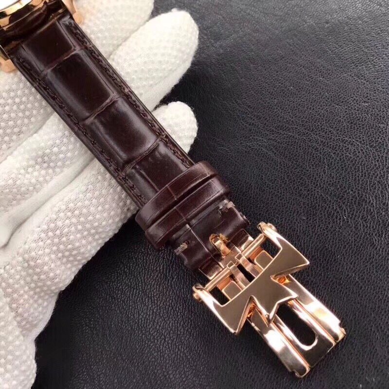 Fiftysix Complete Calendar RG 40mm 1:1 Best Edition Black Dial on Brown Leather Strap A2460 – Image 9