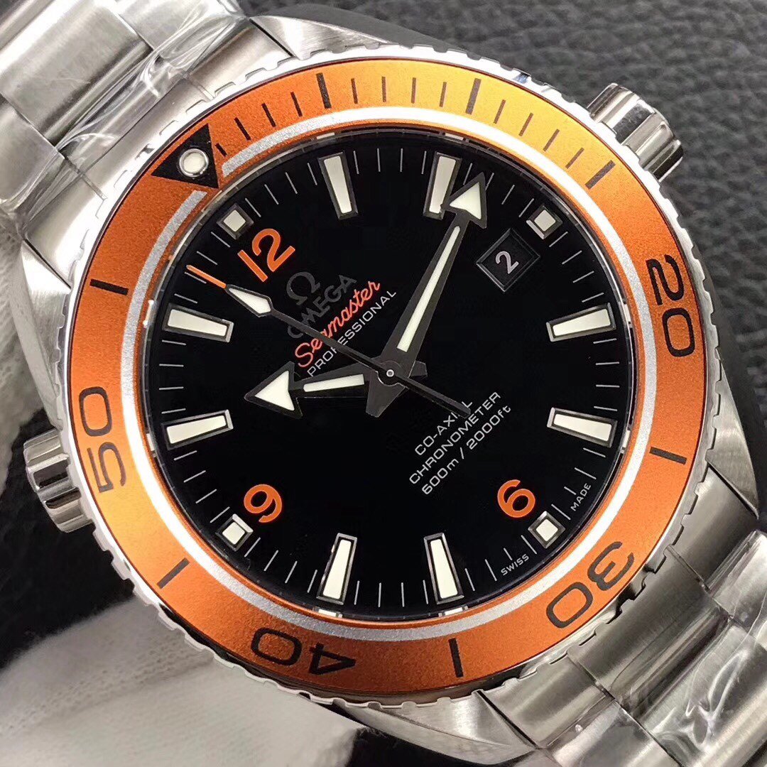 Planet Ocean Professional Orange Bezel 45.5mm 1:1 VSF Best Edition on SS Bracelet A8500 Super Clone – Image 6
