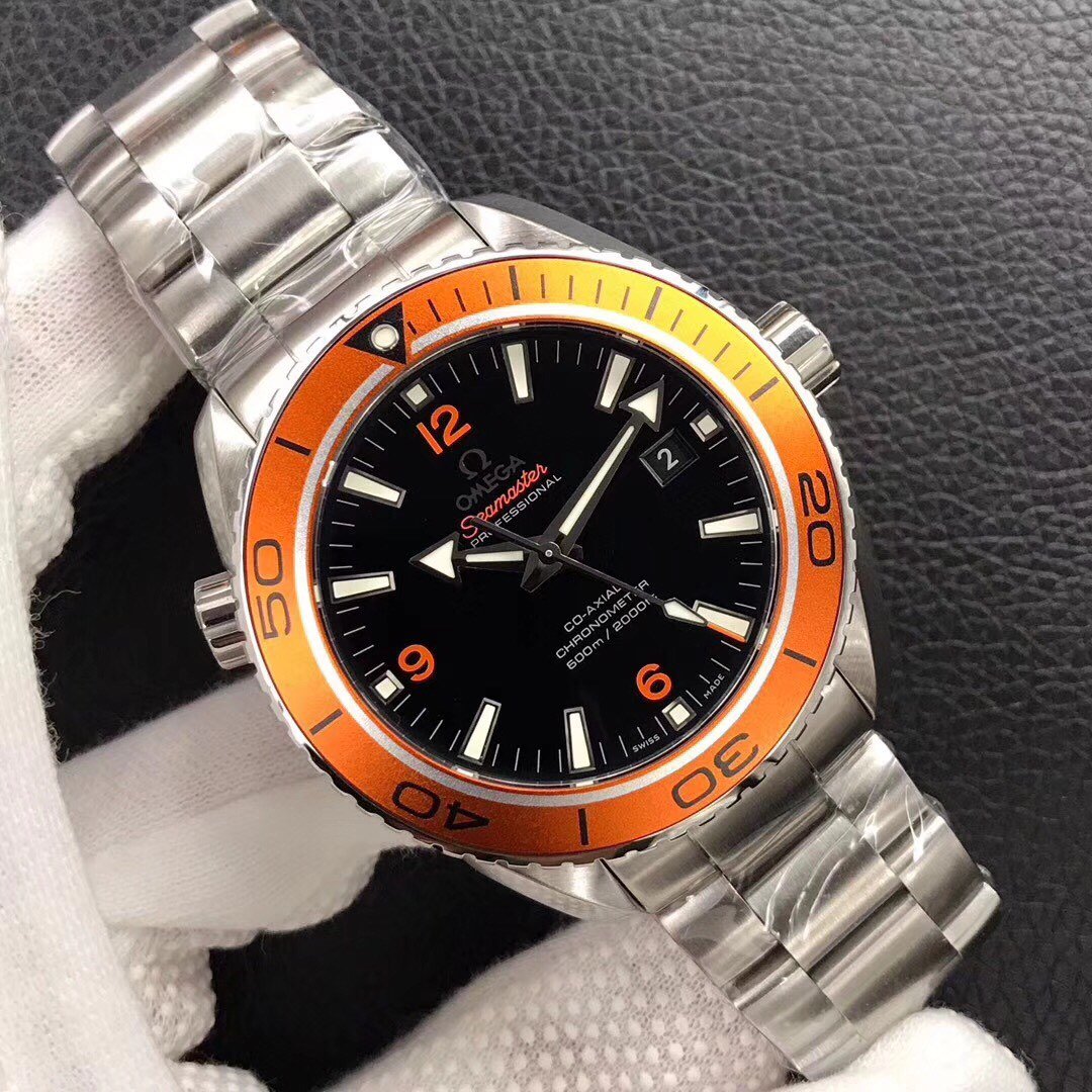 Planet Ocean Professional Orange Bezel 45.5mm 1:1 VSF Best Edition on SS Bracelet A8500 Super Clone – Image 7