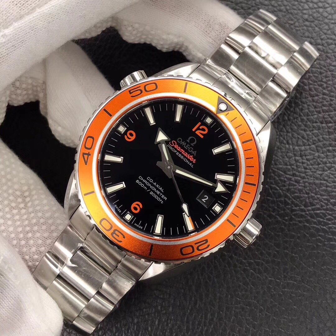 Planet Ocean Professional Orange Bezel 45.5mm 1:1 VSF Best Edition on SS Bracelet A8500 Super Clone – Image 2