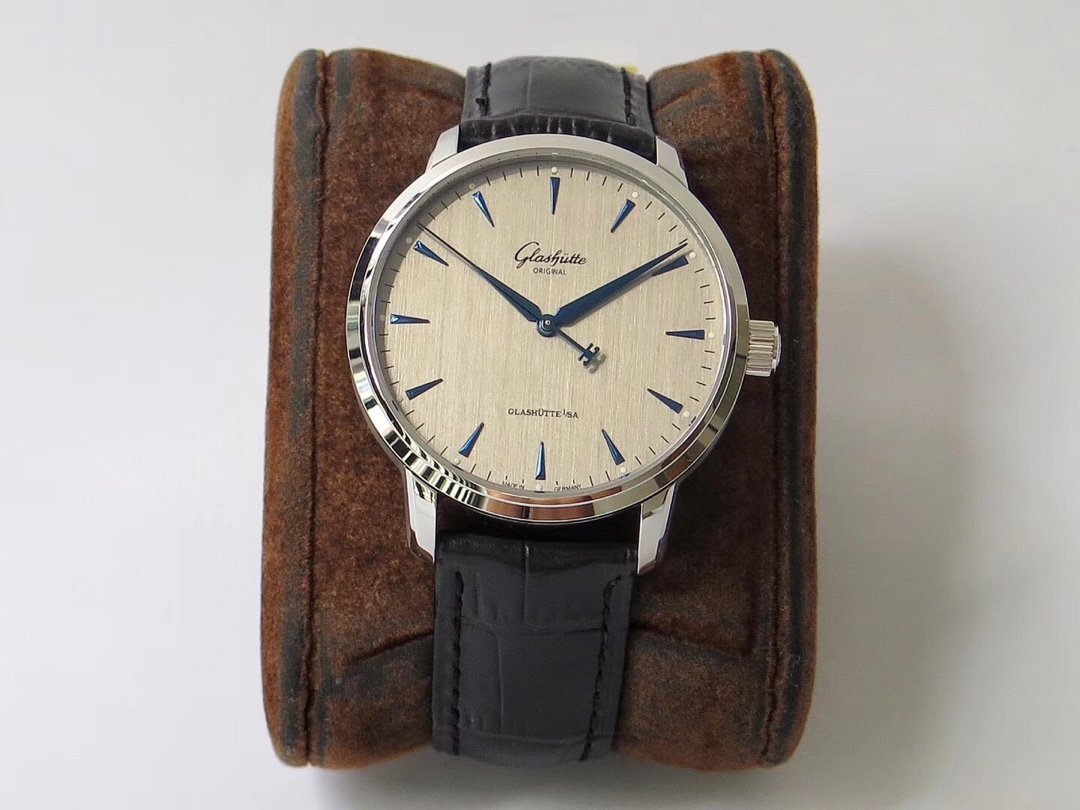 Excellence Series 42mm SS White Dial on Black lizard Leather Strap