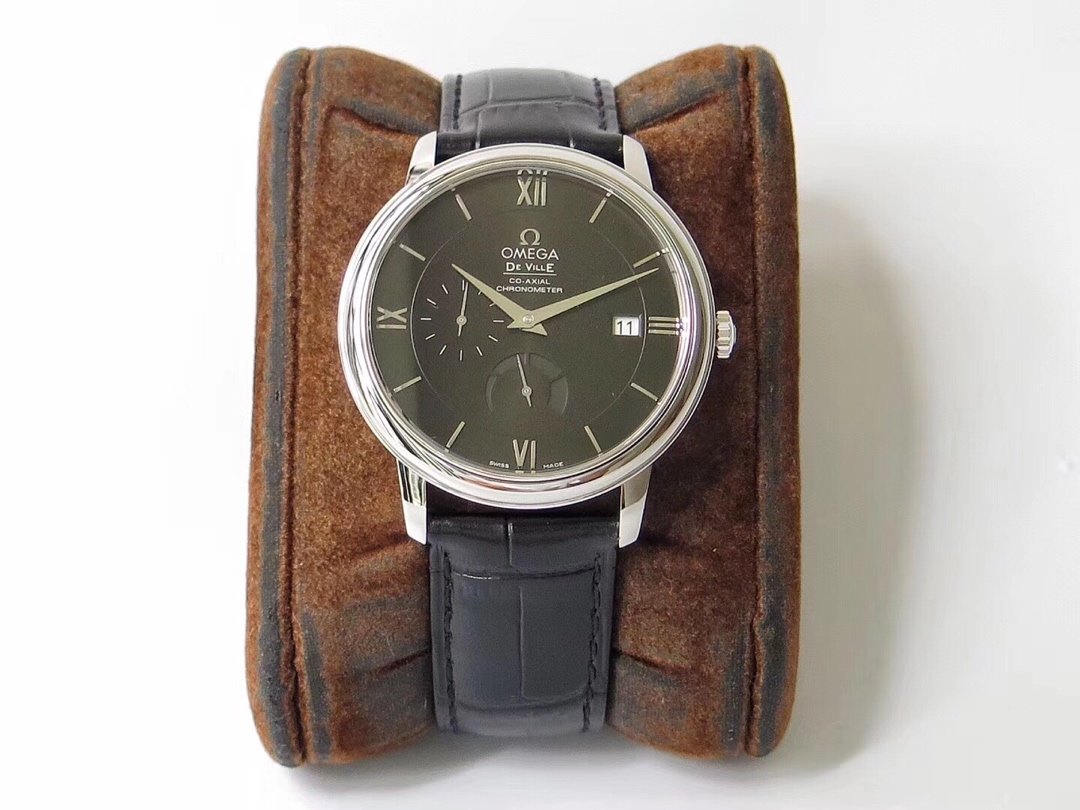 De Ville Prestige Real PR SS ZF 1:1 Best Edition Black dial Black leather strap MIYOTA 9015