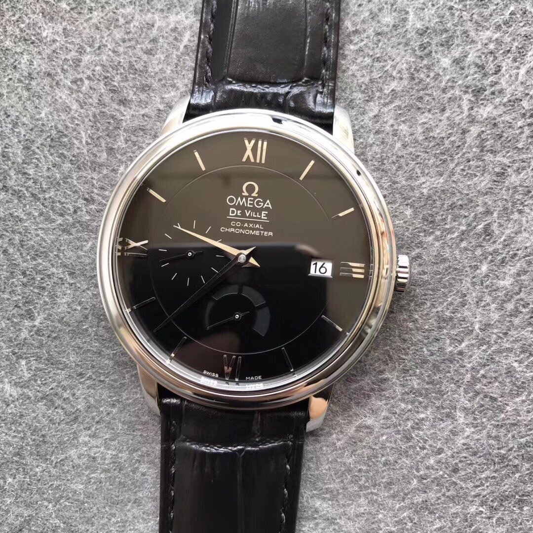 De Ville Prestige Real PR SS ZF 1:1 Best Edition Black dial Black leather strap MIYOTA 9015