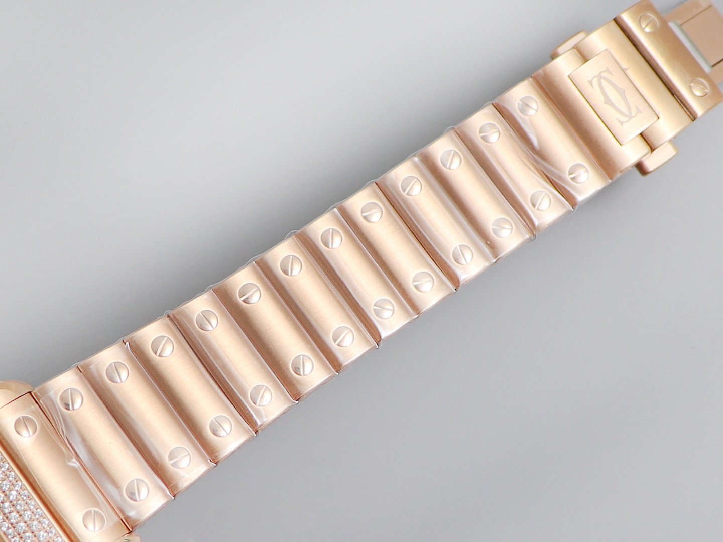 Santos de Cartier 35mm RG BVF 1:1 Best Edition Full Diamond Bezel White Dial on RG Bracelet MIYOTA 9015 – Image 7