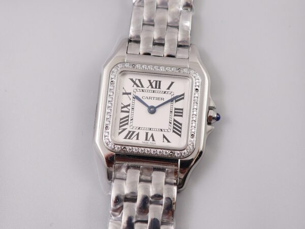 Panthère 22mm BVF 1:1 Best Edition SS White Dial Diamonds Bezel on SS Bracelet Ronda Quartz