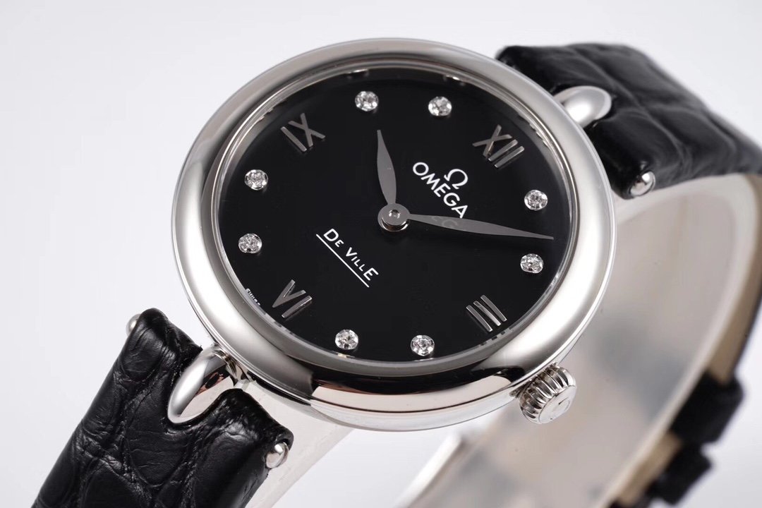 De Ville 27.4mm SS 1:1 Best Edition Black Dial on Black Leather Strap – Image 3