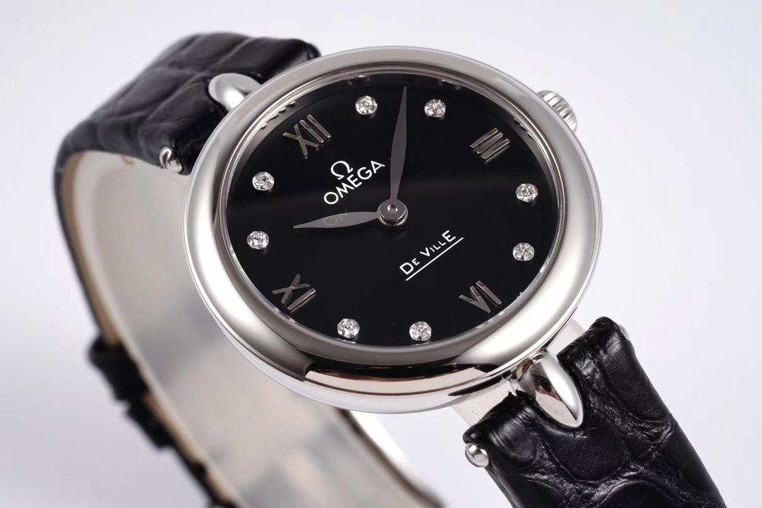 De Ville 27.4mm SS 1:1 Best Edition Black Dial on Black Leather Strap – Image 4