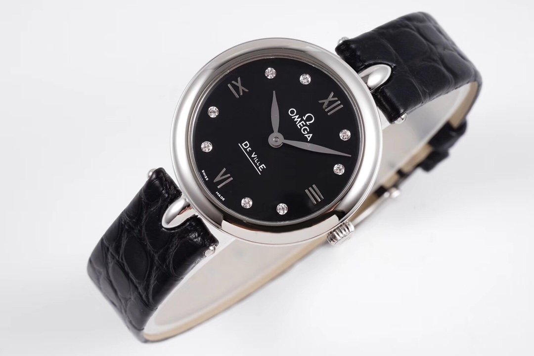 De Ville 27.4mm SS 1:1 Best Edition Black Dial on Black Leather Strap – Image 6