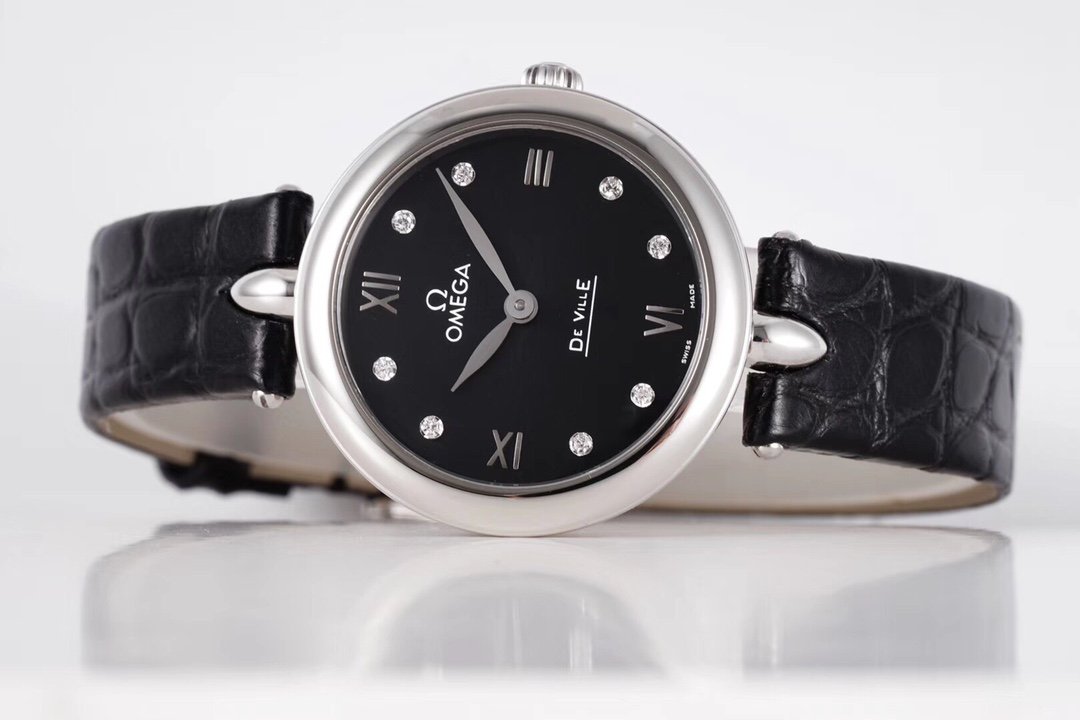De Ville 27.4mm SS 1:1 Best Edition Black Dial on Black Leather Strap – Image 7