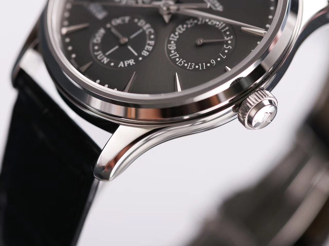 Master Ultra Thin Perpetual Calendar V9F 1:1 Best Edition Grey Dial on Black Leather Strap A868 V2 – Image 2