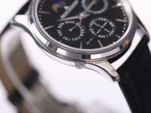 Master Ultra Thin Perpetual Calendar V9F 1:1 Best Edition Black Dial on Black Leather Strap A868 V2 - Image 3