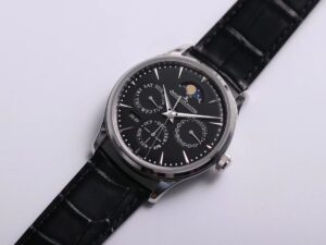 Master Ultra Thin Perpetual Calendar V9F 1:1 Best Edition Black Dial on Black Leather Strap A868 V2 - Image 2