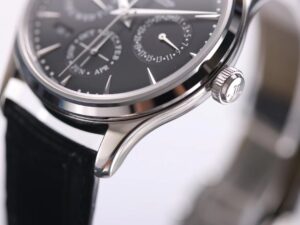 Master Ultra Thin Perpetual Calendar V9F 1:1 Best Edition Black Dial on Black Leather Strap A868 V2 - Image 6