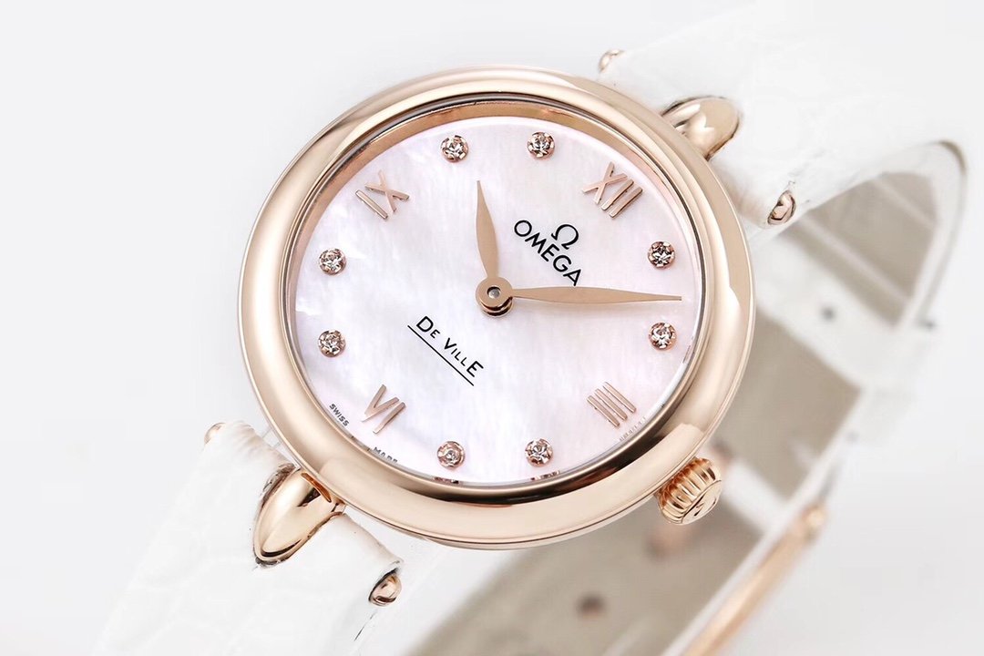 De Ville 27.4mm SS 1:1 Best Edition Mother Of Pearl Dial on White Leather Strap – Image 2