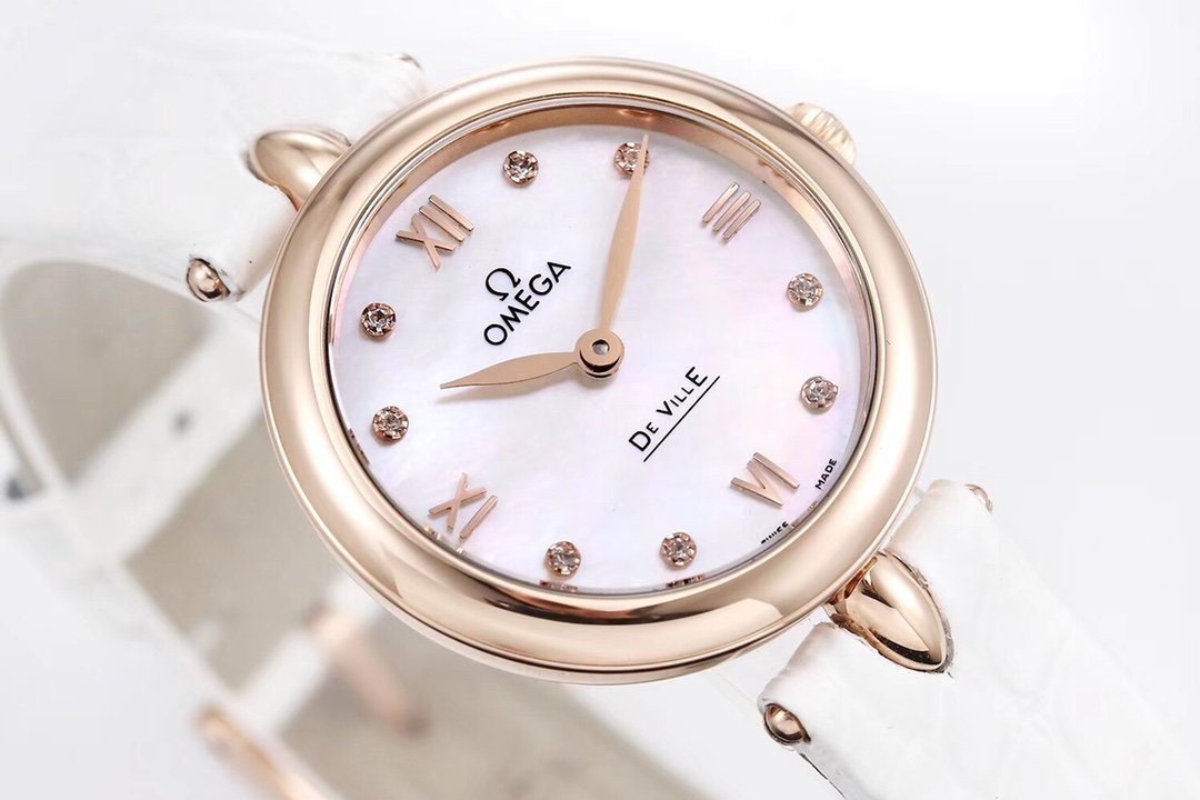De Ville 27.4mm SS 1:1 Best Edition Mother Of Pearl Dial on White Leather Strap – Image 7