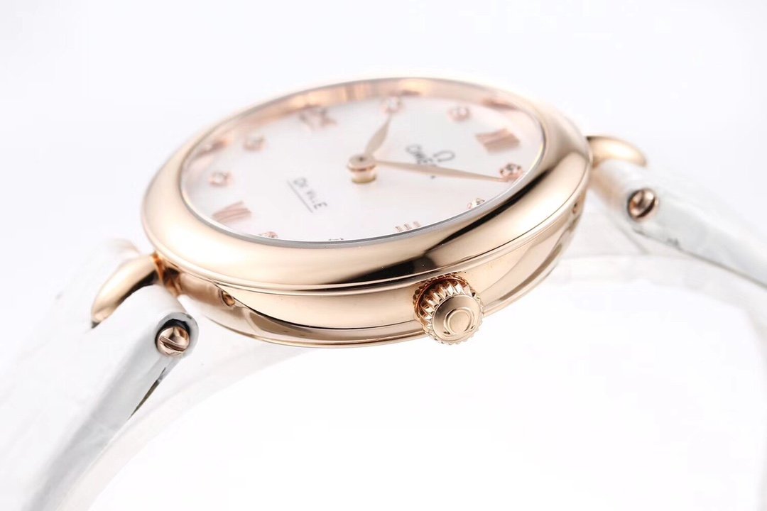 De Ville 27.4mm SS 1:1 Best Edition Mother Of Pearl Dial on White Leather Strap – Image 9