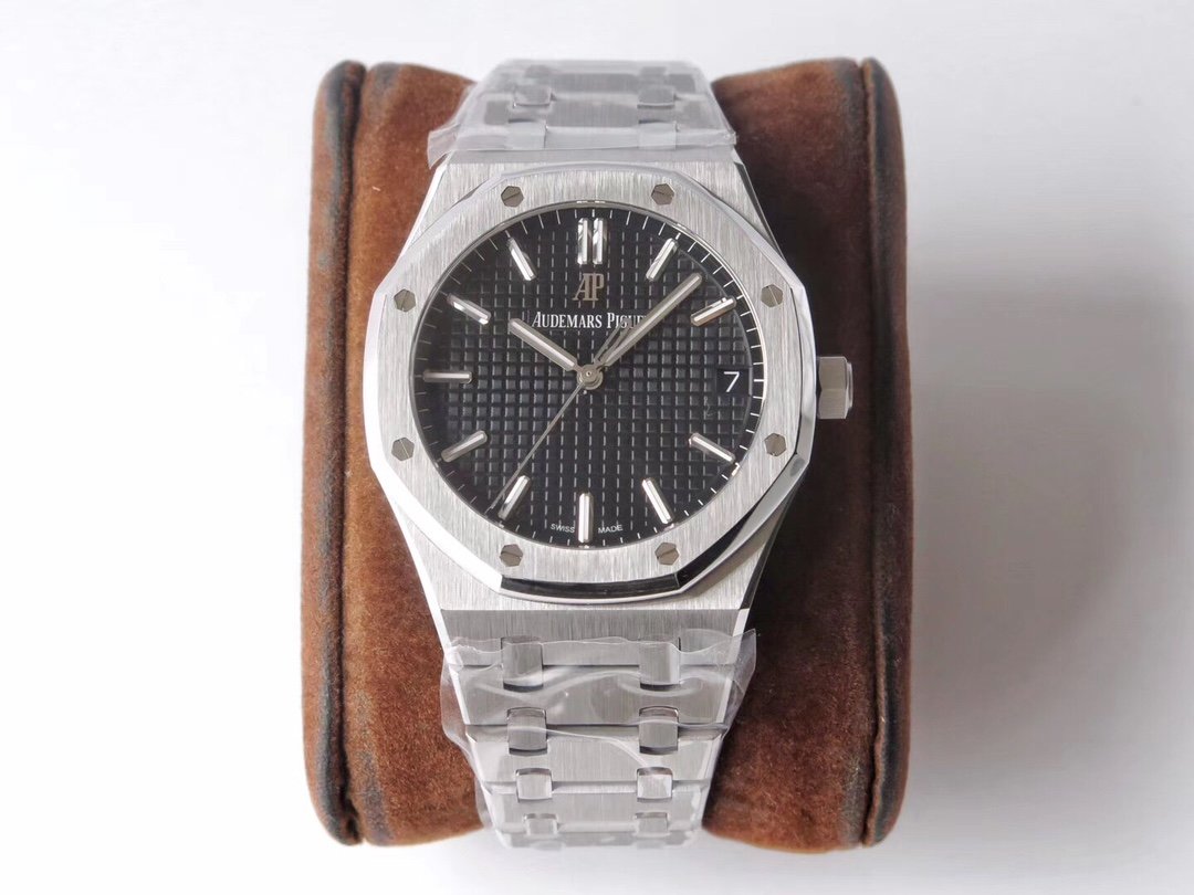 Royal Oak 41mm 15500 SS ZF 1:1 Best Edition Black Textured Dial on SS Bracelet SA4302 Super Clone V3