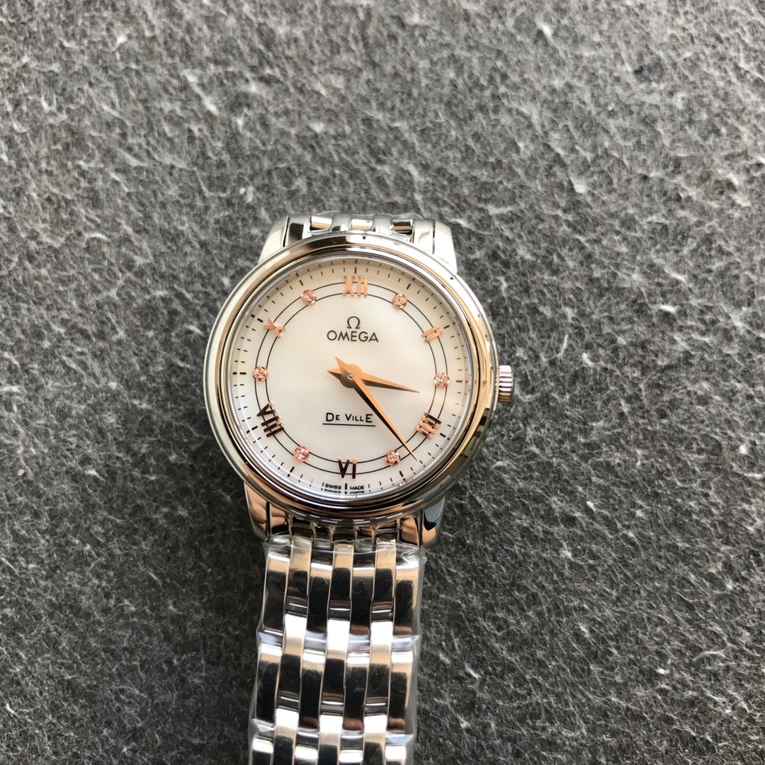 De Ville 27.4mm SS 1:1 Best Edition RG Mother Of Pearl Dial on SS Bracelet