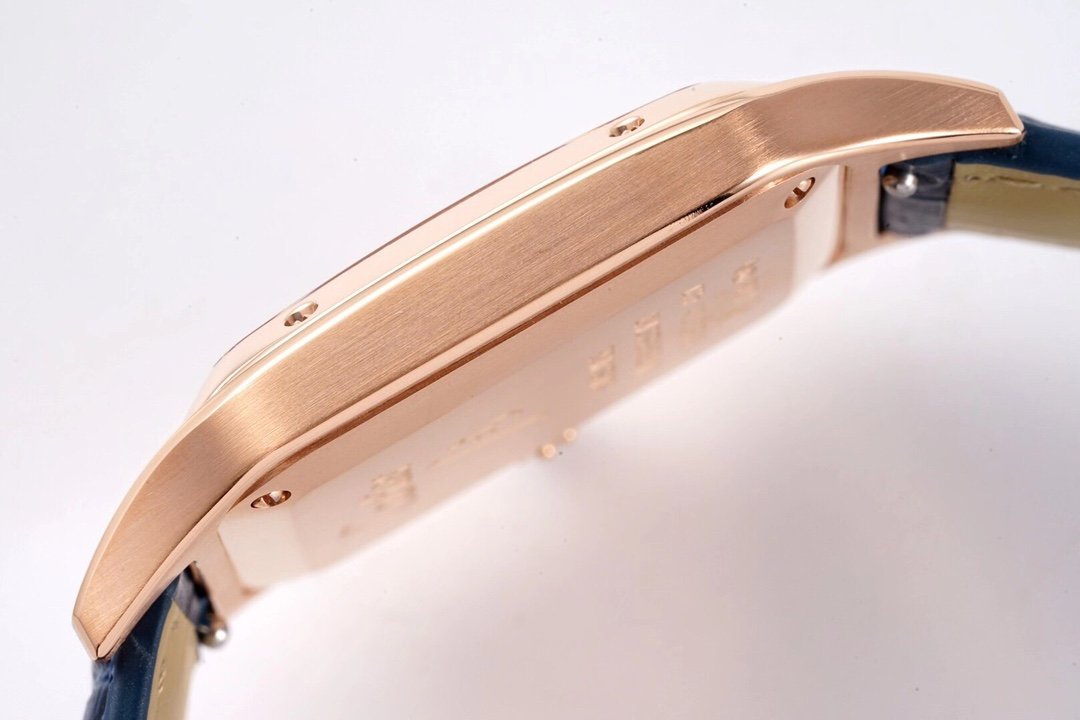 Santos De Cartier 38mm Mens Blue RG/LE Wht F1 Swiss Quartz – Image 4