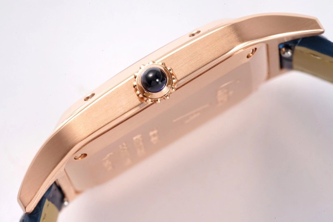 Santos De Cartier 38mm Mens Blue RG/LE Wht F1 Swiss Quartz – Image 9