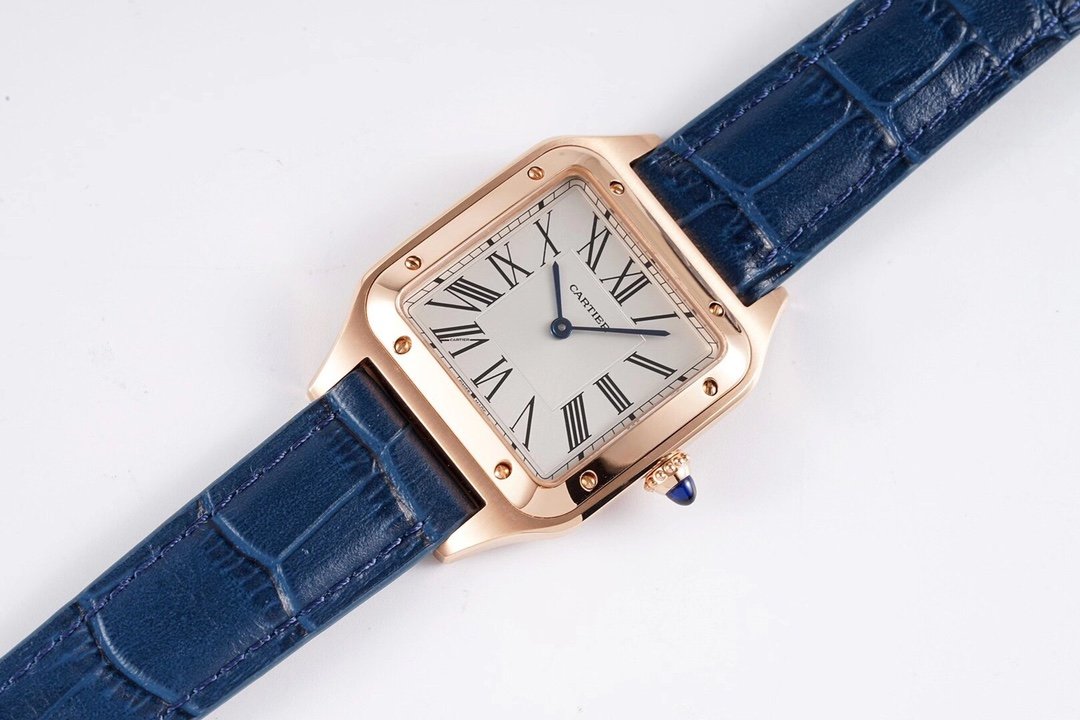 Santos De Cartier 38mm Mens Blue RG/LE Wht F1 Swiss Quartz – Image 2