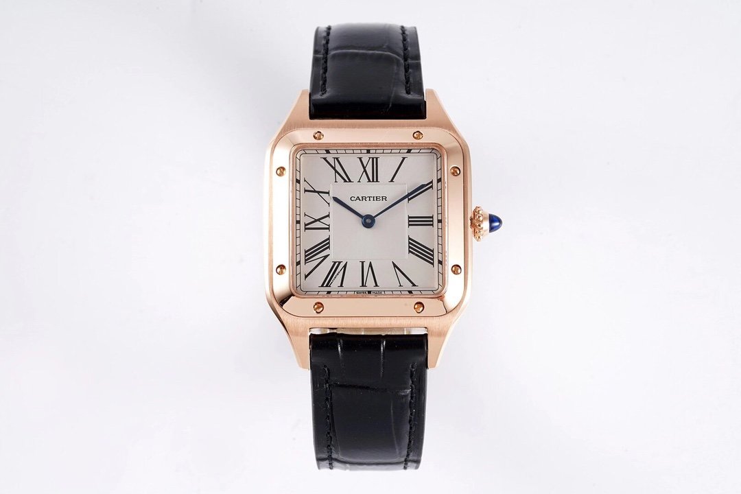 Santos De Cartier 38mm Mens Black RG/LE Wht F1 Swiss Quartz