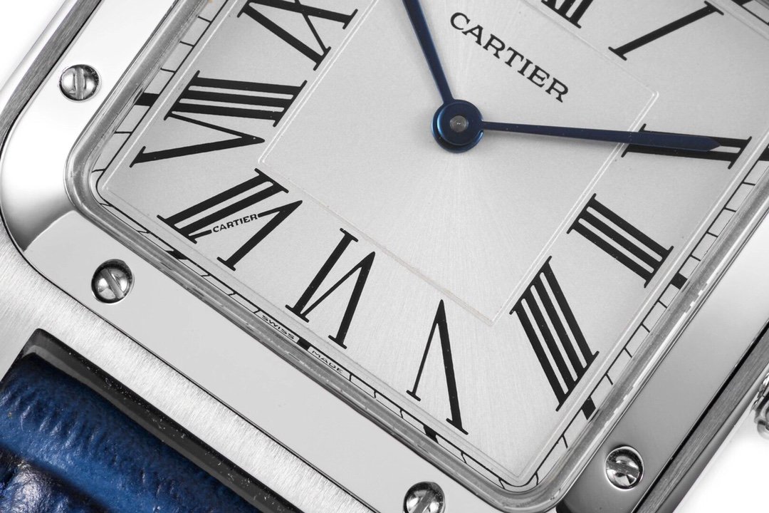 Santos De Cartier 38mm Mens Blue SS/LE Wht F1 Swiss Quartz – Image 8