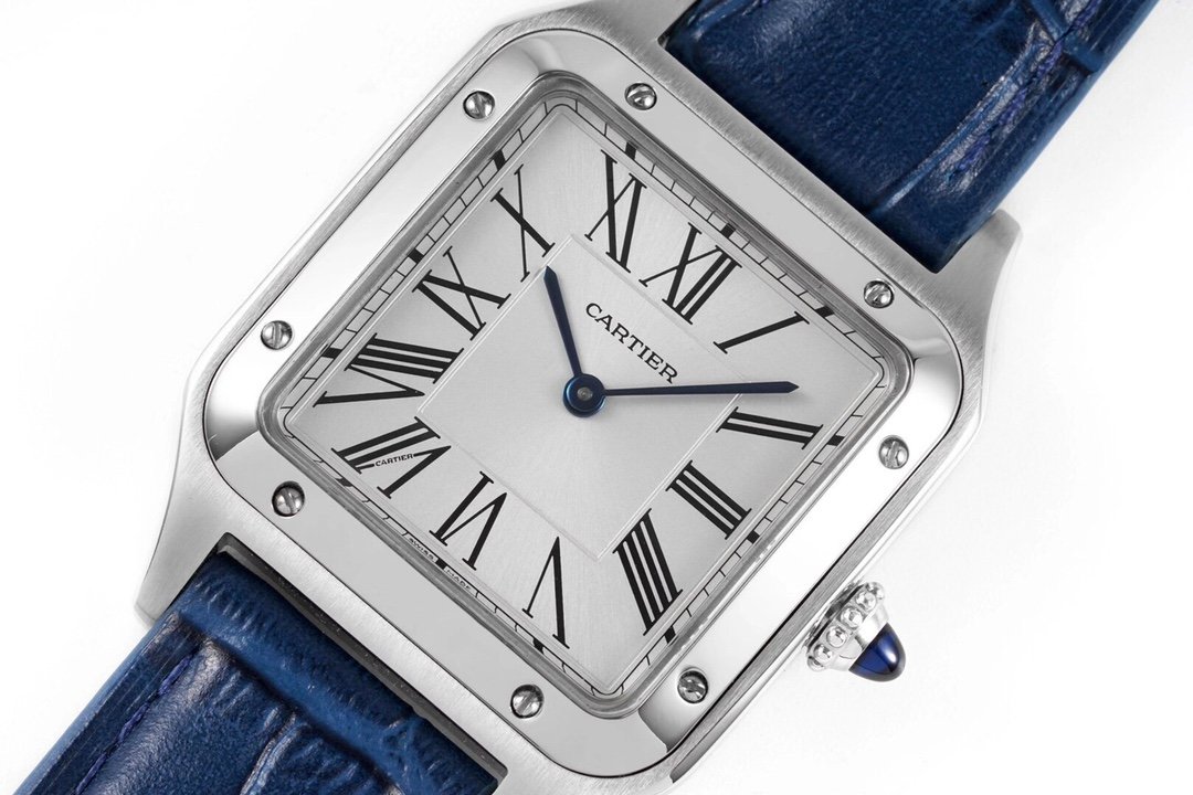 Santos De Cartier 38mm Mens Blue SS/LE Wht F1 Swiss Quartz – Image 9