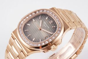 Nautilus 5711/1R T Crystal Bezel PPF V4 1:1 Best Edition Brown Textured Dial on RG Bracelet 324CS - Image 3