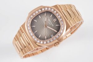 Nautilus 5711/1R T Crystal Bezel PPF V4 1:1 Best Edition Brown Textured Dial on RG Bracelet 324CS - Image 6