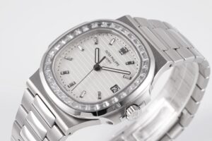 Nautilus 5711 PPF 1:1 Best Edition White Dial Diamonds Bezel on SS Bracelet 324CS - Image 9