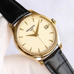 Calatrava 5227J YG ZF V3 1:1 Best Edition White Dial on Brown Leather Strap A324CS - Image 9