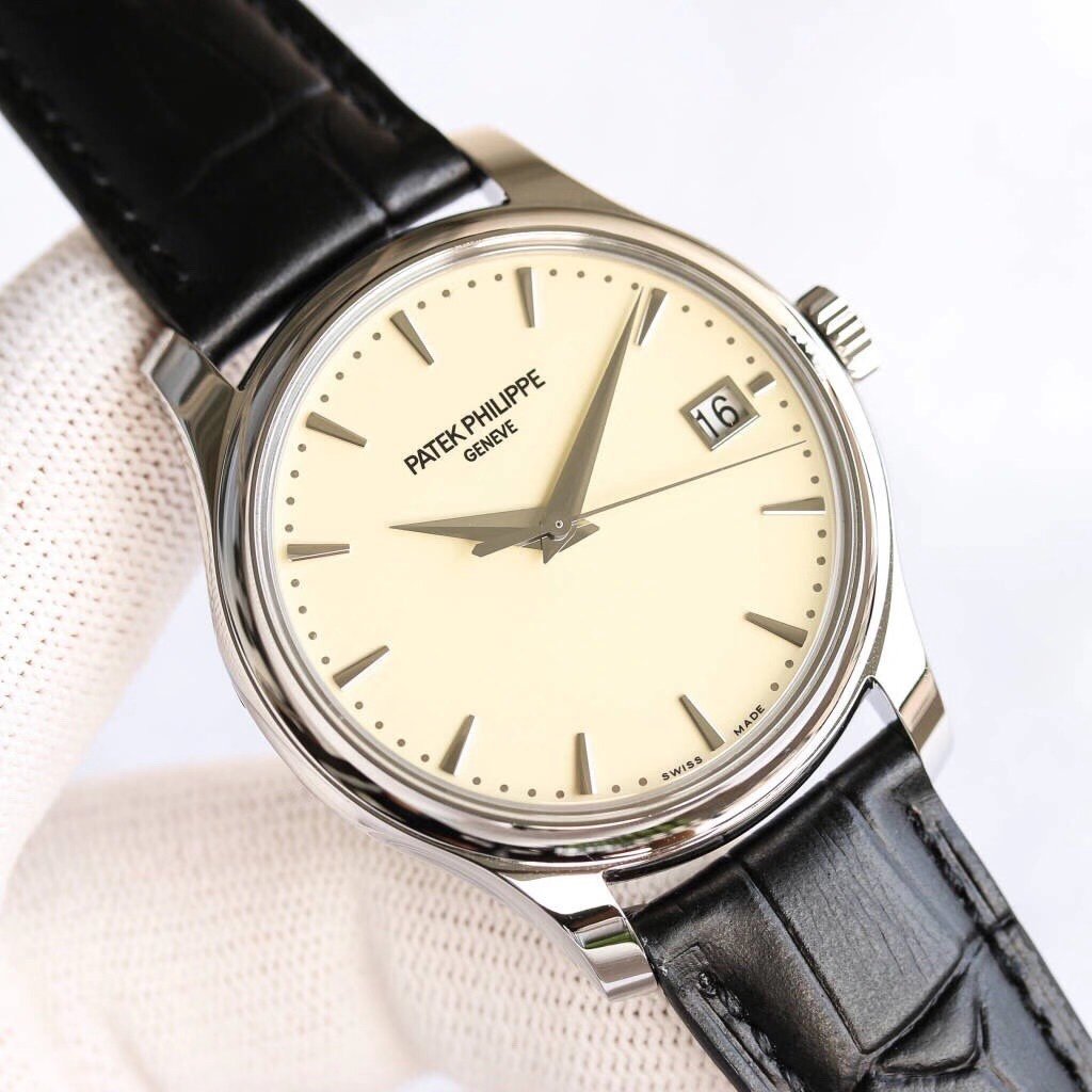 Calatrava 5227 SS ZF V3 1:1 Best Edition White Dial on Black Leather Strap 324CS – Image 2