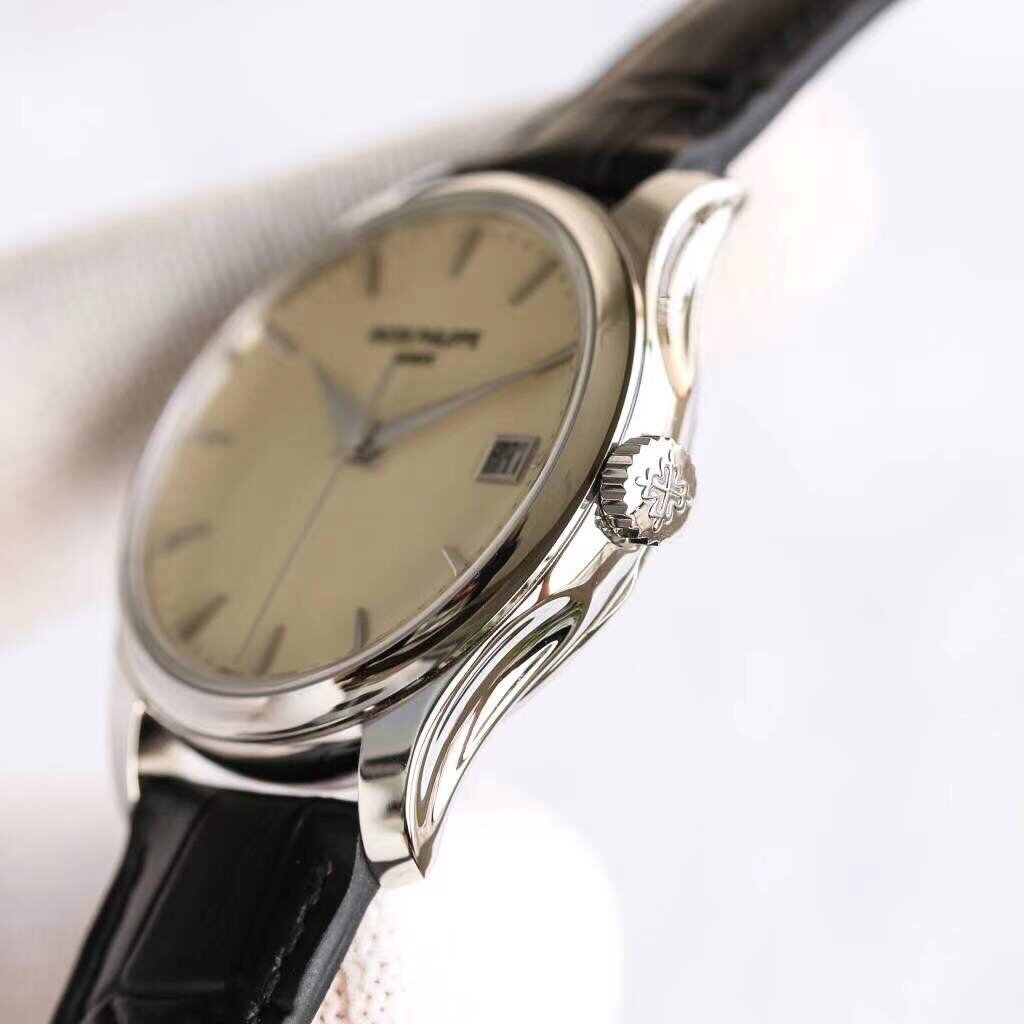 Calatrava 5227 SS ZF V3 1:1 Best Edition White Dial on Black Leather Strap 324CS – Image 4